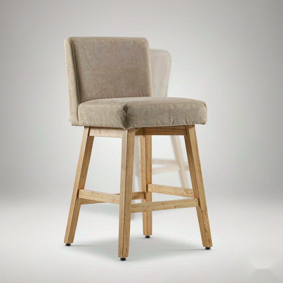 Set of 2 Upholstered Counter Bar Stools