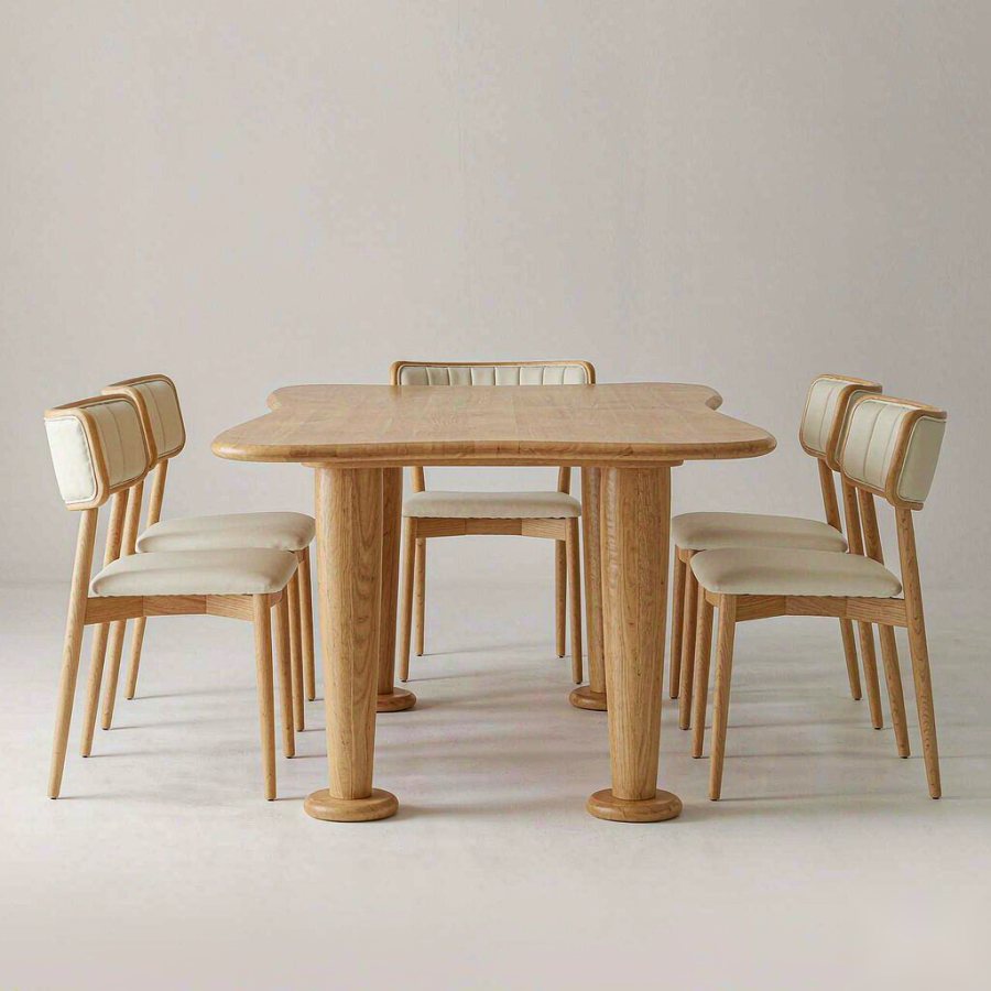 Wooden Dining Table Set with 4 Chairs