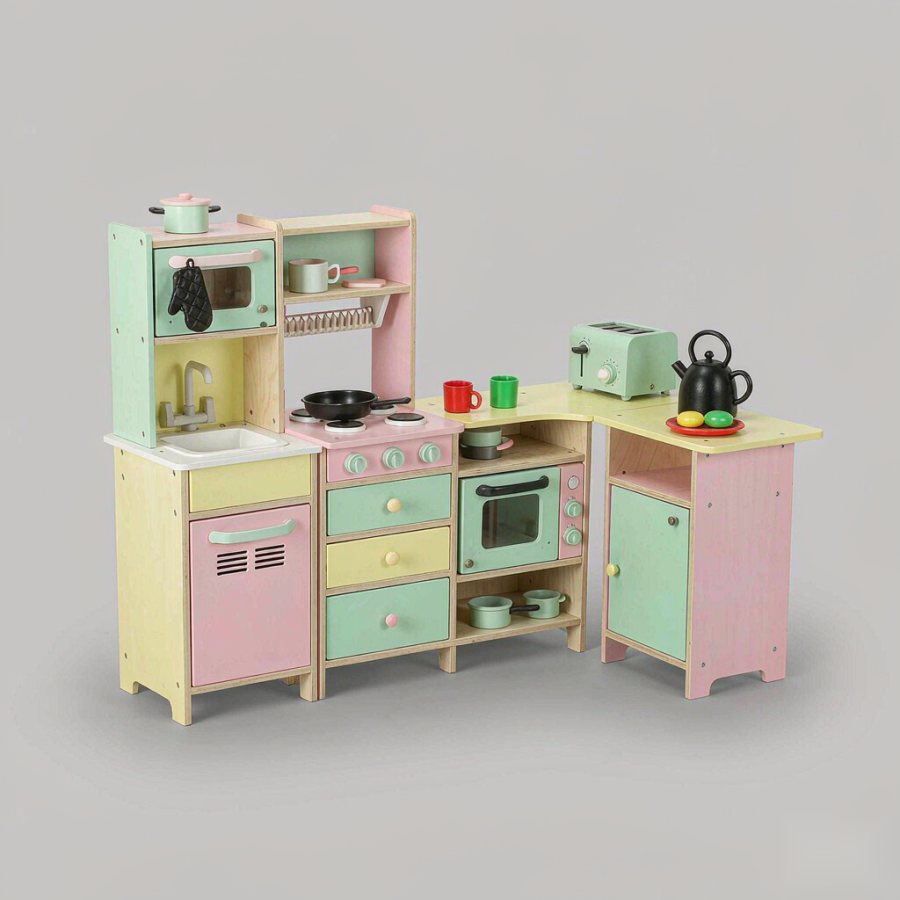 Kids Wooden Play Kitchen Set